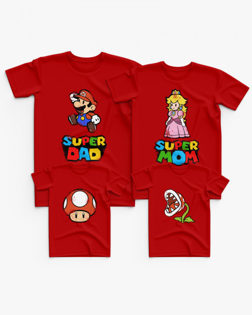 Cімейні футболки (Family Look) з принтом Super Mario V6 Cімейні футболки (Family Look) з принтом Super Mario V6