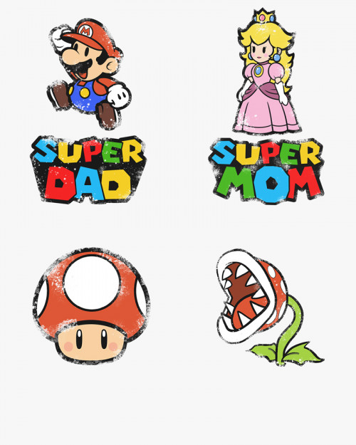 Cімейні футболки (Family Look) з принтом Super Mario V6 Cімейні футболки (Family Look) з принтом Super Mario V6