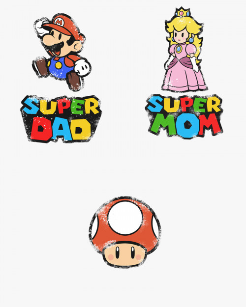 Cімейні футболки (Family Look) з принтом Super Mario V7 Cімейні футболки (Family Look) з принтом Super Mario V7