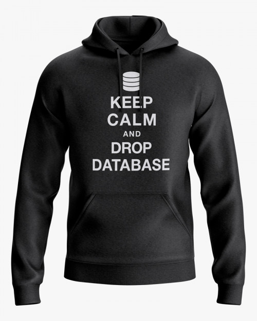 Худі чоловічий з написом Keep calm and drop database Худі чоловічий з написом Keep calm and drop database