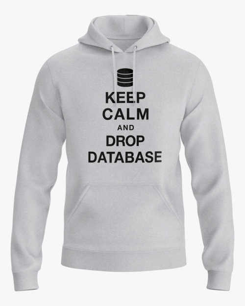 Худі чоловічий з написом Keep calm and drop database Худі чоловічий з написом Keep calm and drop database