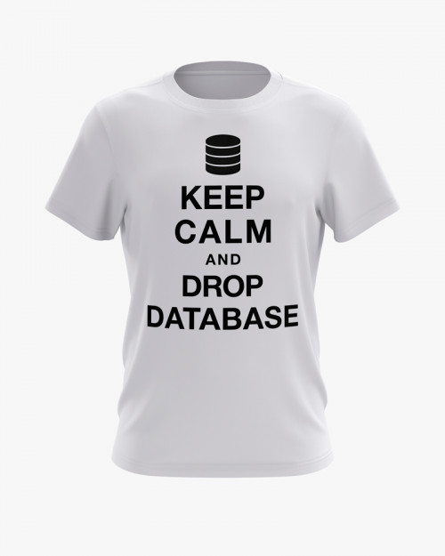 Футболка чоловіча з написом Keep calm and drop database Футболка чоловіча з написом Keep calm and drop database
