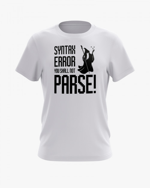 Футболка чоловіча з написом Syntax error you shall not parse Футболка чоловіча з написом Syntax error you shall not parse