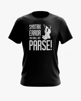 Футболка чоловіча з написом Syntax error you shall not parse