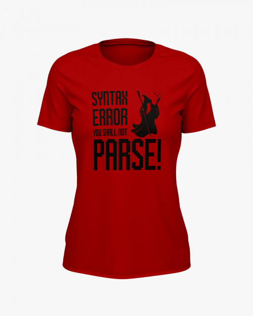 Футболка жіноча з написом Syntax error you shall not parse Футболка жіноча з написом Syntax error you shall not parse
