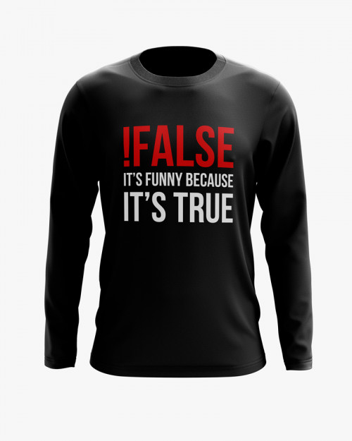 Світшот чоловічий з написом !False = True Світшот чоловічий з написом !False = True