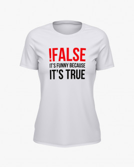 Футболка жіноча з написом !False = True