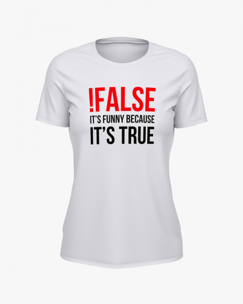 Футболка жіноча з написом !False = True Футболка жіноча з написом !False = True