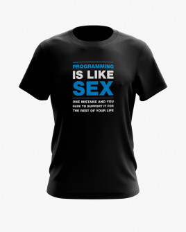 Футболка чоловіча з написом Programming is like sex