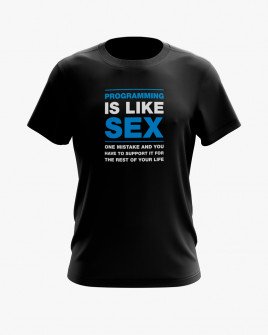 Футболка чоловіча з написом Programming is like sex