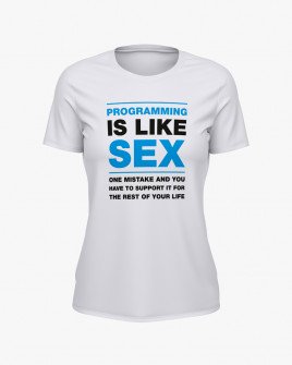 Футболка жіноча з написом Programming is like sex