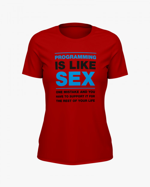 Футболка жіноча з написом Programming is like sex Футболка жіноча з написом Programming is like sex