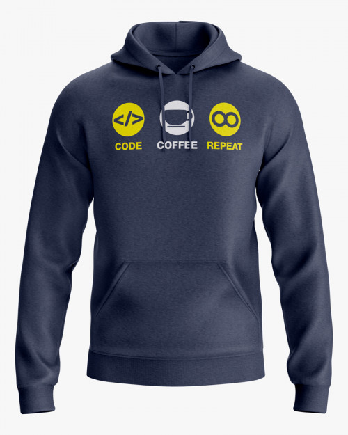 Худі чоловічий з принтом Code Coffee Repeat Худі чоловічий з принтом Code Coffee Repeat