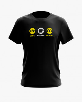 Футболка чоловіча з принтом Code Coffee Repeat