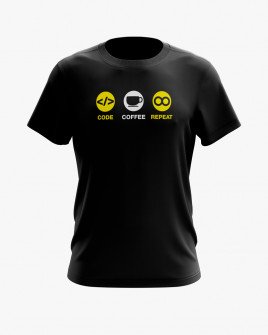 Футболка чоловіча з принтом Code Coffee Repeat