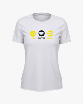 Футболка жіноча з принтом Code Coffee Repeat