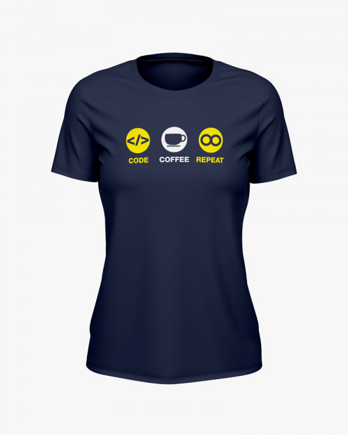 Футболка жіноча з принтом Code Coffee Repeat Футболка жіноча з принтом Code Coffee Repeat