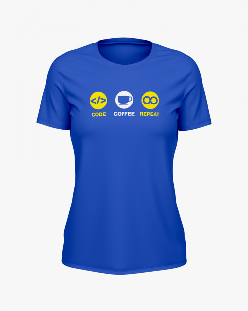 Футболка жіноча з принтом Code Coffee Repeat Футболка жіноча з принтом Code Coffee Repeat