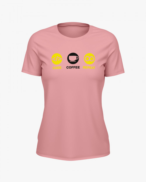 Футболка жіноча з принтом Code Coffee Repeat Футболка жіноча з принтом Code Coffee Repeat
