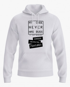 Худі чоловічий з надписом My code never has bugs
