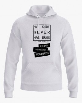 Худі чоловічий з надписом My code never has bugs