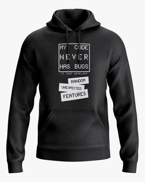 Худі чоловічий з надписом My code never has bugs Худі чоловічий з надписом My code never has bugs