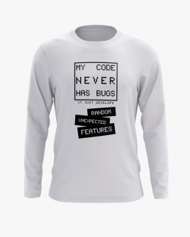 Світшот чоловічий з надписом My code never has bugs