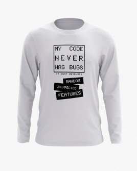 Світшот чоловічий з надписом My code never has bugs