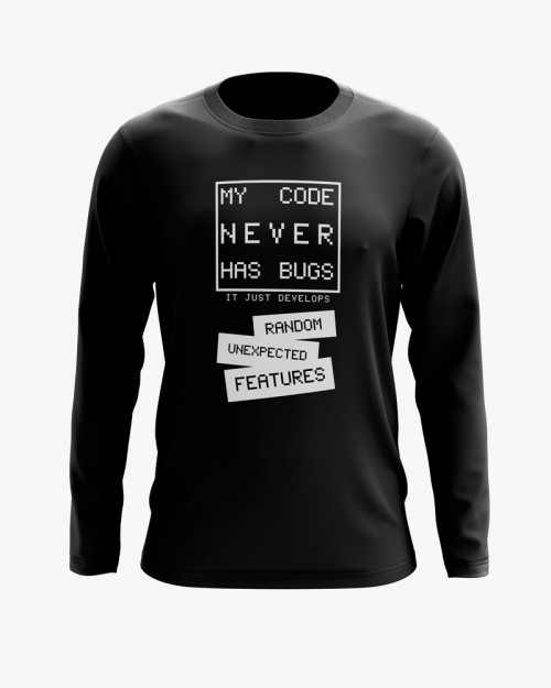 Світшот чоловічий з надписом My code never has bugs Світшот чоловічий з надписом My code never has bugs