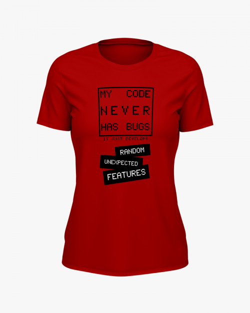 Футболка жіноча з надписом My code never has bugs Футболка жіноча з надписом My code never has bugs