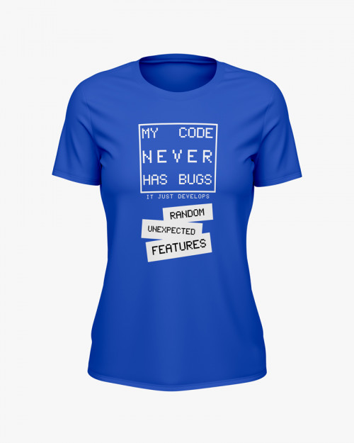 Футболка жіноча з надписом My code never has bugs Футболка жіноча з надписом My code never has bugs