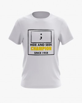 Футболка чоловіча з принтом Hide and seek champion