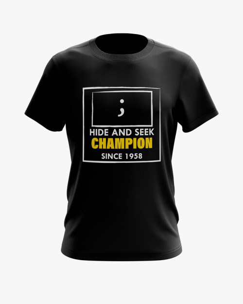 Футболка чоловіча з принтом Hide and seek champion Футболка чоловіча з принтом Hide and seek champion