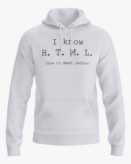 Худі чоловічий з написом I know H.T.M.L.