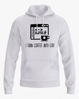 Худі жіночий з написом I turn coffee into code