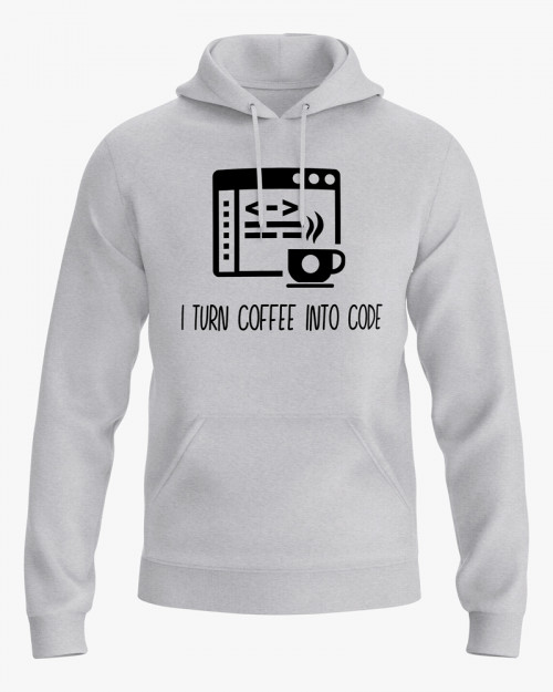 Худі жіночий з написом I turn coffee into code Худі жіночий з написом I turn coffee into code