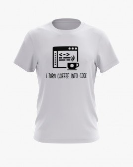 Футболка чоловіча з написом I turn coffee into code