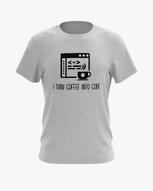 Футболка чоловіча з написом I turn coffee into code Футболка чоловіча з написом I turn coffee into code