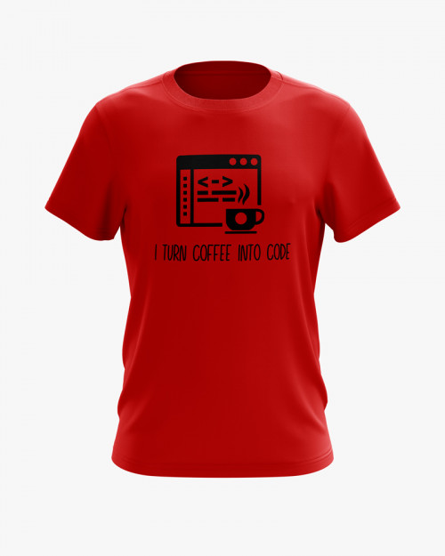 Футболка чоловіча з написом I turn coffee into code Футболка чоловіча з написом I turn coffee into code