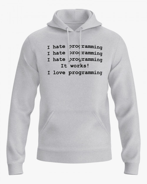Худі чоловічий з написом I hate / love programming Худі чоловічий з написом I hate / love programming