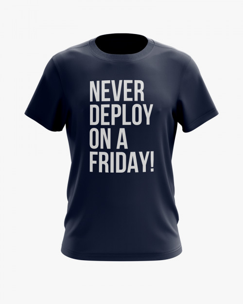 Футболка чоловіча з написом Never deploy on a Friday Футболка чоловіча з написом Never deploy on a Friday