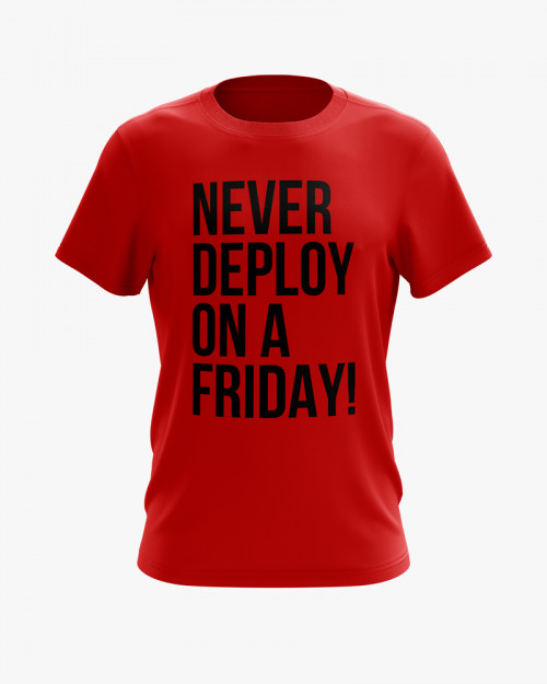 Футболка чоловіча з написом Never deploy on a Friday Футболка чоловіча з написом Never deploy on a Friday