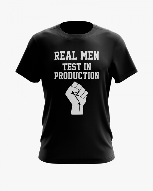 Футболка чоловіча з написом Test on production Футболка чоловіча з написом Test on production