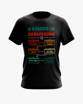 Футболка чоловіча з принтом 6 stages of debugging