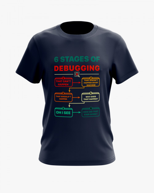 Футболка чоловіча з принтом 6 stages of debugging Футболка чоловіча з принтом 6 stages of debugging