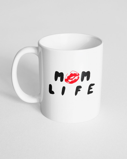 Чашка біла з принтом Mom life Чашка біла з принтом Mom life