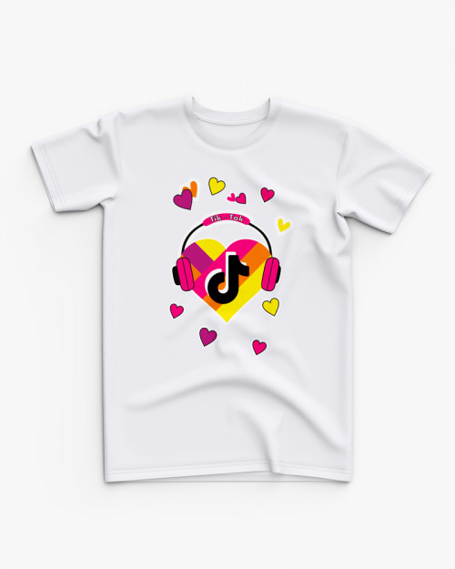 Футболка дитяча з принтом Like та Tik tok навушники Футболка дитяча з принтом Like та Tik tok навушники