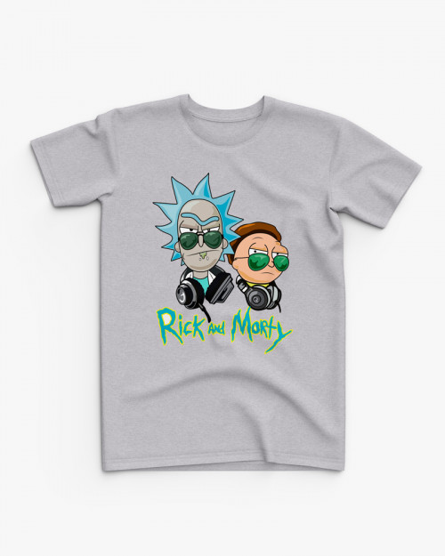 Футболка дитяча з принтом Rick and Morty в навушниках Футболка дитяча з принтом Rick and Morty в навушниках
