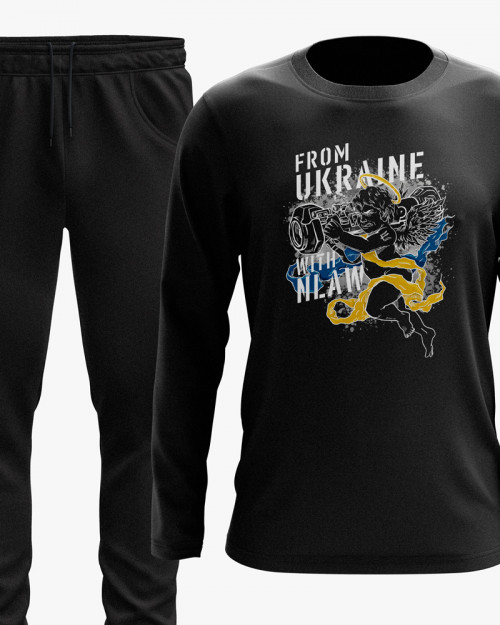 Костюм чоловічий (світшот, штани) з принтом From Ukraine with NLAW Костюм чоловічий (світшот, штани) з принтом From Ukraine with NLAW