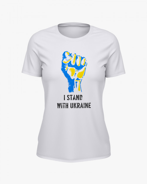 Футболка жіноча з принтом Stand with Ukraine Футболка жіноча з принтом Stand with Ukraine